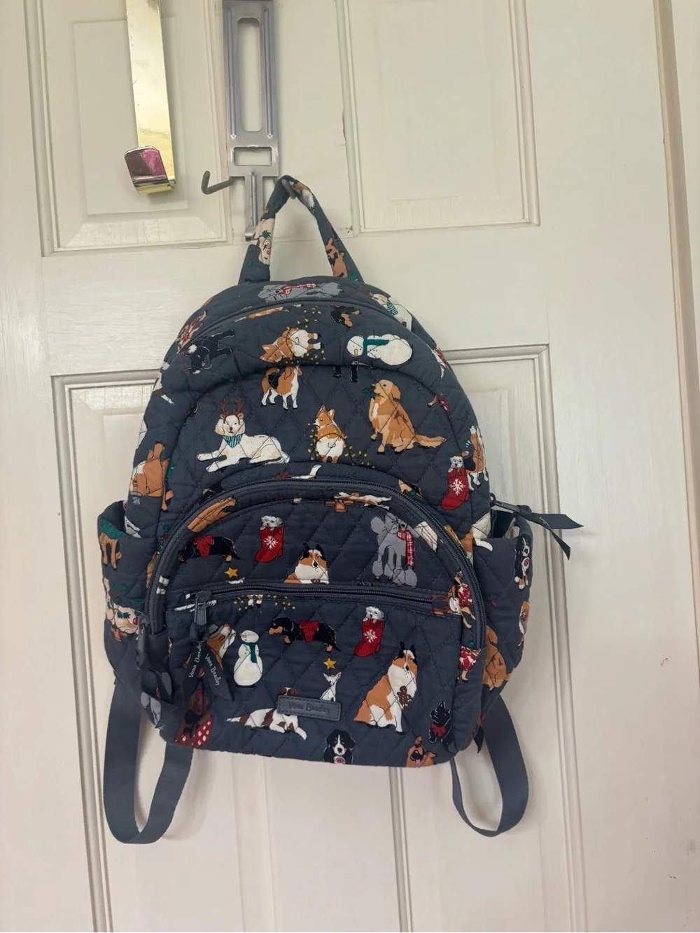 Vera Bradley Gray Quilted Dog Print Backpack